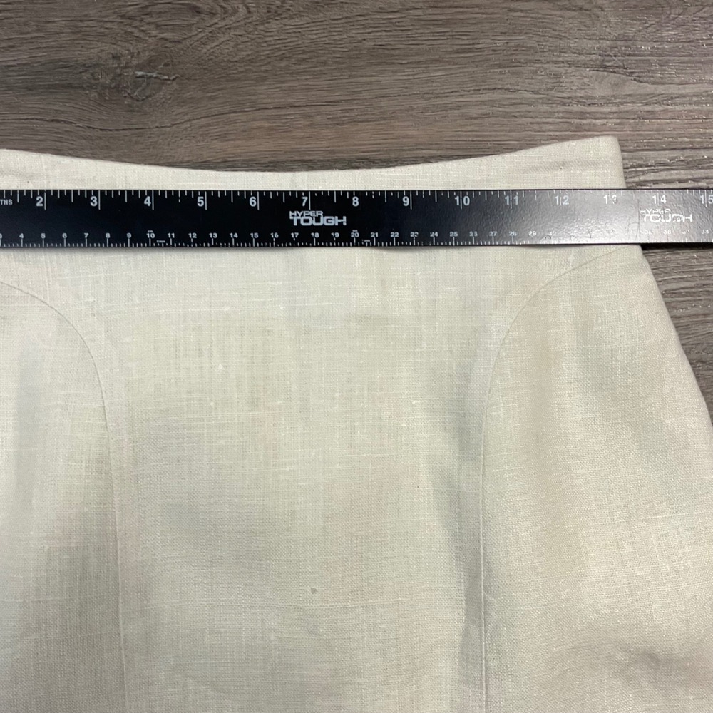 Vintage High Waist Linen Midi Classic Straight Pencil Skirt Womens‎ 4 Ivory - Picture 5 of 7